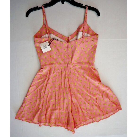 ZARA 7385/143/620 Women's XS Pink Banana Print Spaghetti Strap Romper - Picture 9 of 10